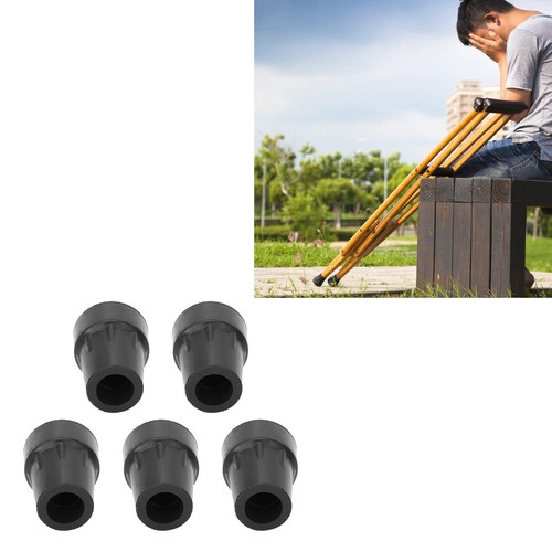 Black 5pcs crutch tips - black, heavy